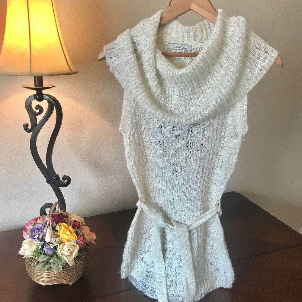 Intuitions crochet knit cowl neck tunic